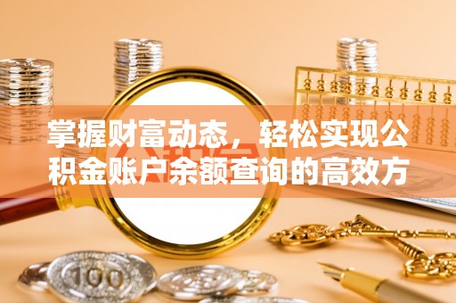 石家庄掌握财富动态，轻松实现公积金账户余额查询的高效方法