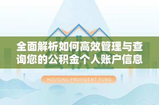 石家庄全面解析如何高效管理与查询您的公积金个人账户信息